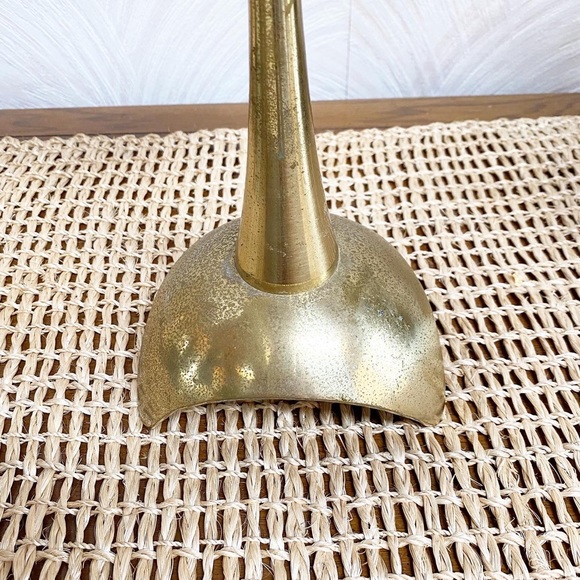 Vintage Brass Mid Century Modern Candle Holder Set Unique Boho Eclectic Decor - Picture 2 of 6